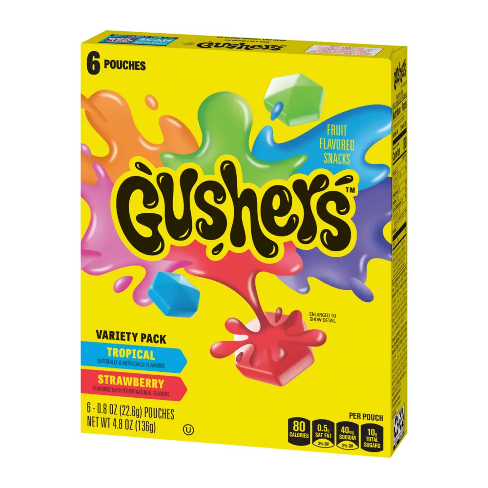 Kẹo Dẻo Trái Cây Tổng Hợp, Gushers, Fruit Flavored Snacks, Variety Pack, 6 Gói, 4.8 oz (136g) - GENERAL MILLS
